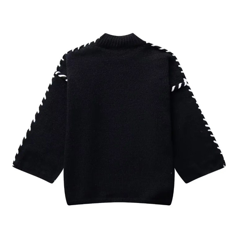 Womens Long-sleeved Knit Sweater Mock Collar