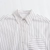 Womens White Strip Oversized Vintage Lapel Long Sleeve Shirt