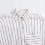 Womens White Strip Oversized Vintage Lapel Long Sleeve Shirt Womens White Strip Oversized Vintage Lapel Long Sleeve Shirt