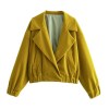 Womens Mustard Retro Vintage Fan Collar Oversized Jacket Womens Mustard Retro Vintage Fan Collar Oversized Jacket