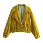 Womens Mustard Retro Vintage Fan Collar Oversized Jacket