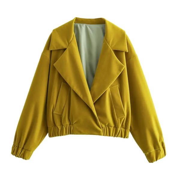 Womens Mustard Retro Vintage Fan Collar Oversized Jacket Womens Mustard Retro Vintage Fan Collar Oversized Jacket
