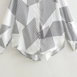 Womens Geometric White Black Stripe Oversized Shirt