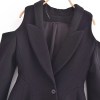 Womens Shoulder Cut out hugger long Sleeve Blazer Mini Dress In Black
