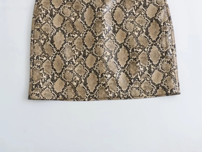 Womens Faux Leather Snakeskin Print Strap Backless Mini Dress