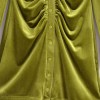 Womens Green Slim Line Ruched Velvet Shirt Button up Mini Dress Womens Green Slim Line Ruched Velvet Shirt Button up Mini Dress