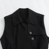 Womens Black Sleeveless Playsuit with Belt Button Pocket Straight Fit Womens Black Sleeveless Playsuit with Belt Button Pocket Straight Fit