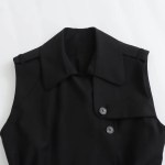 Womens Black Sleeveless Playsuit with Belt Button Pocket Straight Fit Womens Black Sleeveless Playsuit with Belt Button Pocket Straight Fit