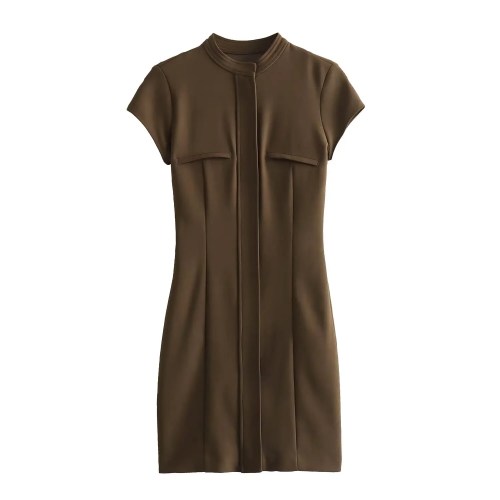 Womens Pocket Slim Military Inspo Headline Short Sleeve Tee Mini Dress Womens Pocket Slim Military Inspo Headline Short Sleeve Tee Mini Dress
