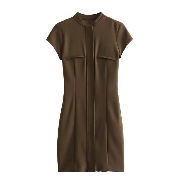 Womens Pocket Slim Military Inspo Headline Short Sleeve Tee Mini Dress