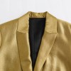 Womens Classic Gold Shimmer Straight Cut Single breasted Blazer