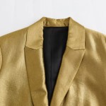 Womens Classic Gold Shimmer Straight Cut Single breasted Blazer