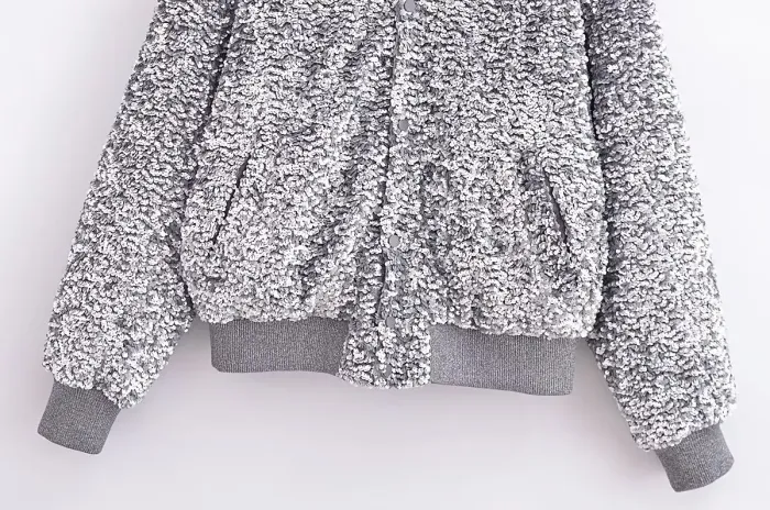 Womens Beaded Vintage button ribbed long sleeve Jacket