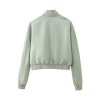 Womens Ice Gray Retro Nylon Zipper Jacket Coat + Pleated Mini Skirt Womens Ice Gray Retro Nylon Zipper Jacket Coat + Pleated Mini Skirt