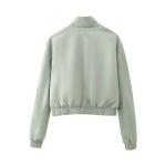 Womens Ice Gray Retro Nylon Zipper Jacket Coat + Pleated Mini Skirt Womens Ice Gray Retro Nylon Zipper Jacket Coat + Pleated Mini Skirt