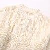Womens Textured Ivory Knit Round Collar Jumper