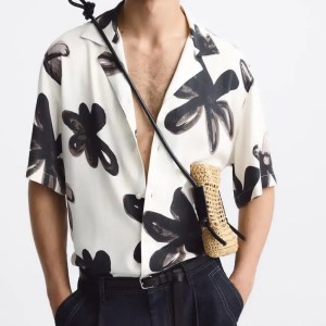 Casual Loose Lapel Brush Painted Printed Shirt – Summer Holiday Style for Men Casual Loose Lapel Brush Painted Printed Shirt – Summer Holiday Style for Men