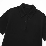 Womens Short Sleeve T Shirt Polo Dress in Black Mini