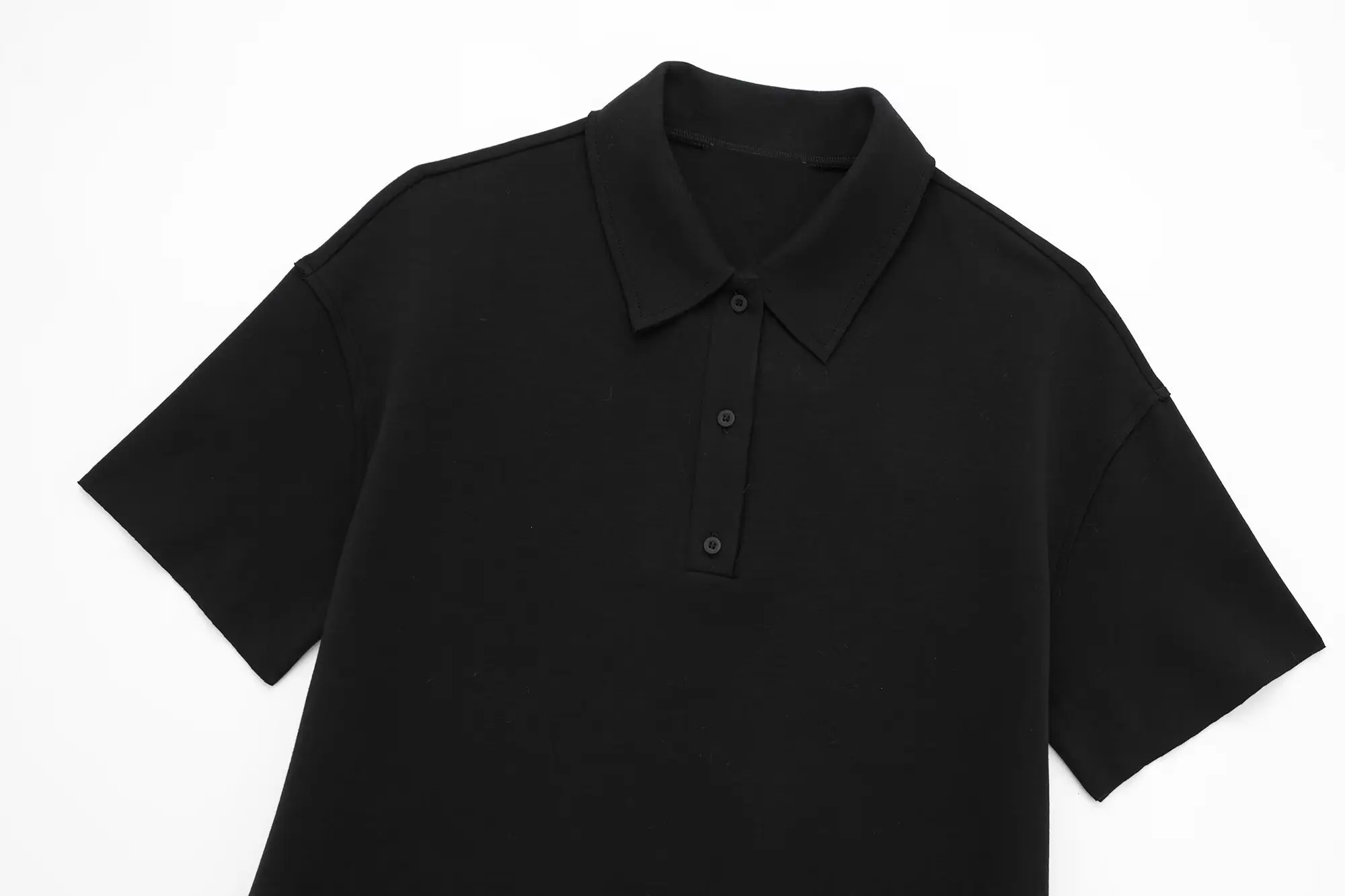 Womens Short Sleeve T Shirt Polo Dress in Black Mini