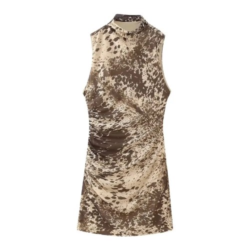 Women Sleeveless High Neck Juan Net Slim Fit Mini Dress Women Sleeveless High Neck Juan Net Slim Fit Mini Dress