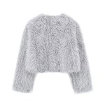 Womens Thick Eco-friendly Fur Vintage Short Coat in Ice Gray Womens Thick Eco-friendly Fur Vintage Short Coat in Ice Gray