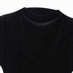 Womens Black Velvet Slim Sleeveless Evening Mini Dress