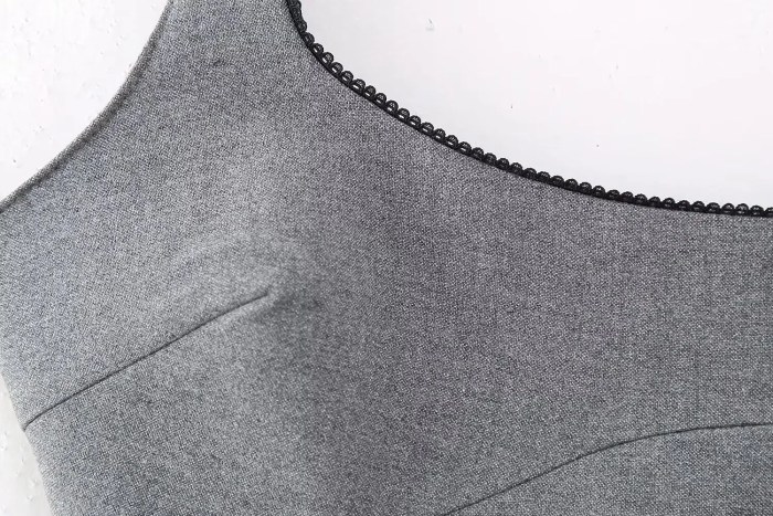 Womens Silver Gray Strap Slim Fit Lace Detail Mini Dress
