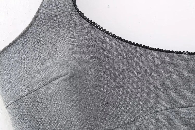 Womens Silver Gray Strap Slim Fit Lace Detail Mini Dress