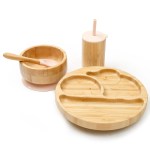 4pcs Children’s Tableware Bamboo Dinnerware Set