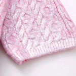 Womens Eight-length Metallic Pink Sweetheart Knit Round Neck Jumper