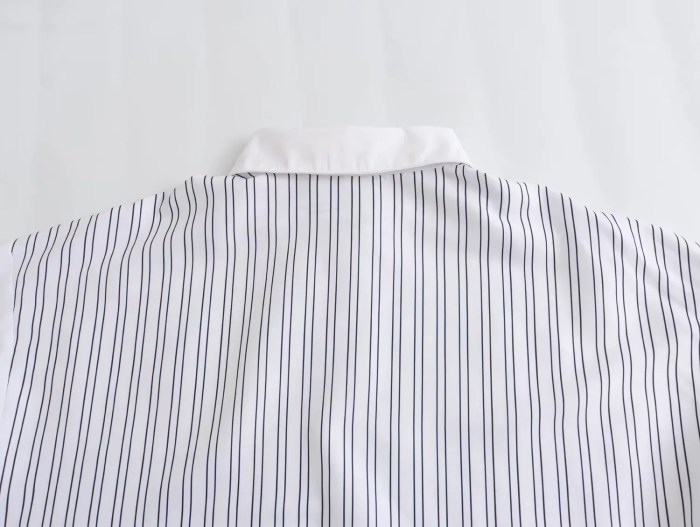 Womens Stripe Single Button Up Oversized White Shirt Womens Stripe Single Button Up Oversized White Shirt
