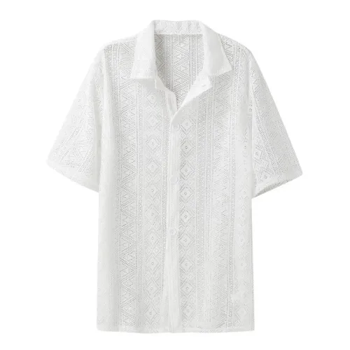 Summer New Fashion Men’s Mesh Lace Shirt