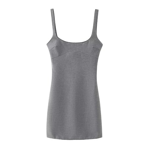 Womens Silver Gray Strap Slim Fit Lace Detail Mini Dress Womens Silver Gray Strap Slim Fit Lace Detail Mini Dress