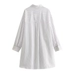 Womens White Strip Oversized Vintage Lapel Long Sleeve Shirt Womens White Strip Oversized Vintage Lapel Long Sleeve Shirt