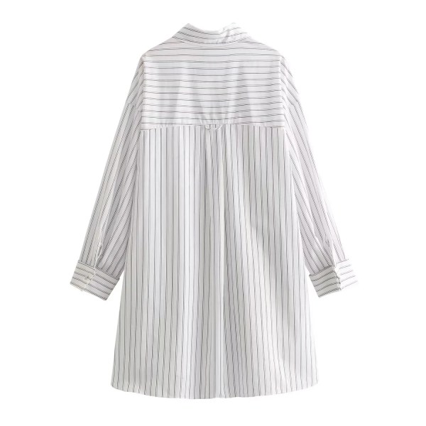 Womens White Strip Oversized Vintage Lapel Long Sleeve Shirt Womens White Strip Oversized Vintage Lapel Long Sleeve Shirt