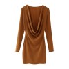 Womens Long V Long Sleeve 80’s Mini dress in Chocolate Vintage