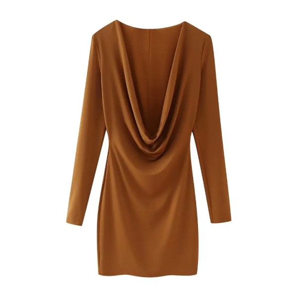 Womens Long V Long Sleeve 80’s Mini dress in Chocolate Vintage Womens Long V Long Sleeve 80’s Mini dress in Chocolate Vintage