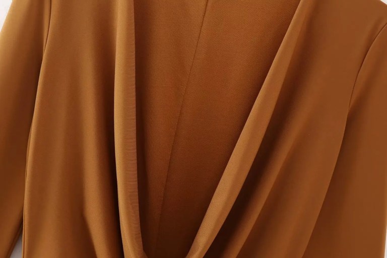 Womens Long V Long Sleeve 80’s Mini dress in Chocolate Vintage