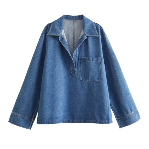 Womens Washed Denim Oversized Shirt & Wide Leg Denim Wide Leg Draw String Pant Set. Womens Washed Denim Oversized Shirt & Wide Leg Denim Wide Leg Draw String Pant Set.