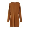 Womens Long V Long Sleeve 80’s Mini dress in Chocolate Vintage