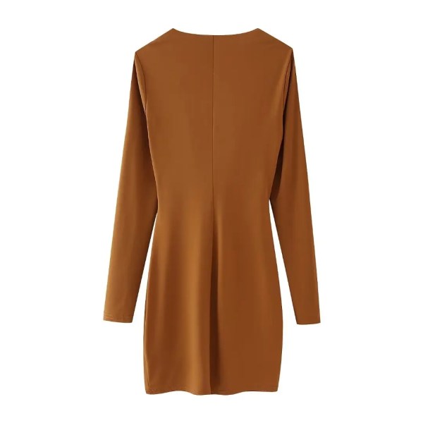 Womens Long V Long Sleeve 80’s Mini dress in Chocolate Vintage Womens Long V Long Sleeve 80’s Mini dress in Chocolate Vintage