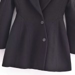 Womens Shoulder Cut out hugger long Sleeve Blazer Mini Dress In Black