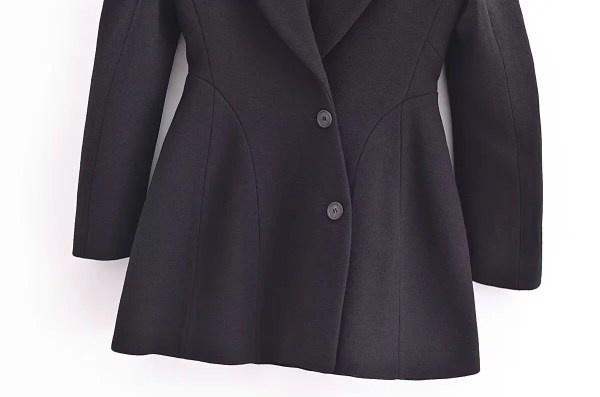 Womens Shoulder Cut out hugger long Sleeve Blazer Mini Dress In Black