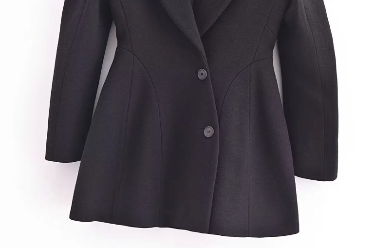Womens Shoulder Cut out hugger long Sleeve Blazer Mini Dress In Black
