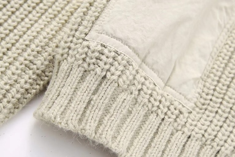 Women’s Army Inspo Short Knit Ivory Round neck jumper with side pockets