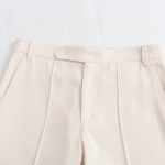 Womens Straight Jacket Belt White Blazer + Slit Mid Waist Straight Pants Set