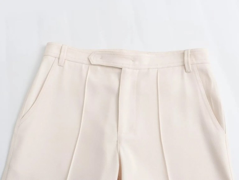 Womens Straight Jacket Belt White Blazer + Slit Mid Waist Straight Pants Set