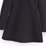 Womens Shoulder Cut out hugger long Sleeve Blazer Mini Dress In Black