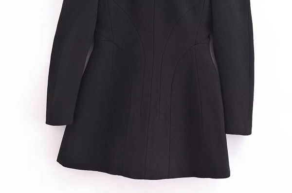 Womens Shoulder Cut out hugger long Sleeve Blazer Mini Dress In Black