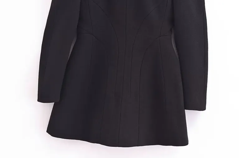 Womens Shoulder Cut out hugger long Sleeve Blazer Mini Dress In Black